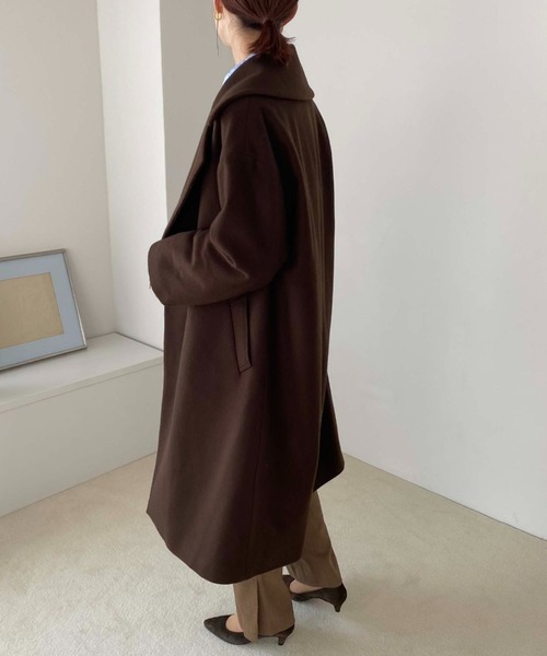 Doux archives（ドゥアルシーヴ）の「ＳＵＰＥＲ１００ビーバー　ＢＩＧチェスターコート（チェスターコート・レディース・ブラック/ブラウン・MEDIUM）」の14枚目の写真