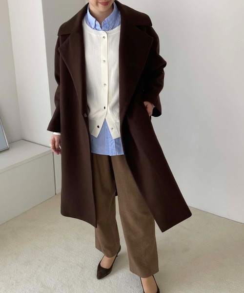 Doux archives（ドゥアルシーヴ）の「ＳＵＰＥＲ１００ビーバー　ＢＩＧチェスターコート（チェスターコート・レディース・ブラック/ブラウン・MEDIUM）」の18枚目の写真