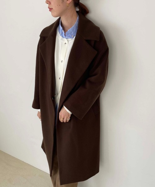 Doux archives（ドゥアルシーヴ）の「ＳＵＰＥＲ１００ビーバー　ＢＩＧチェスターコート（チェスターコート・レディース・ブラック/ブラウン・MEDIUM）」の12枚目の写真