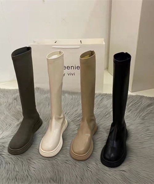 SUGAR BISKET（シュガービスケット）の「フェイクレザーロングブーツ（ブーツ・レディース・ホワイト/ブラック/キャメル/スミクロ・38/39/35/36/37/40）」の7枚目の写真