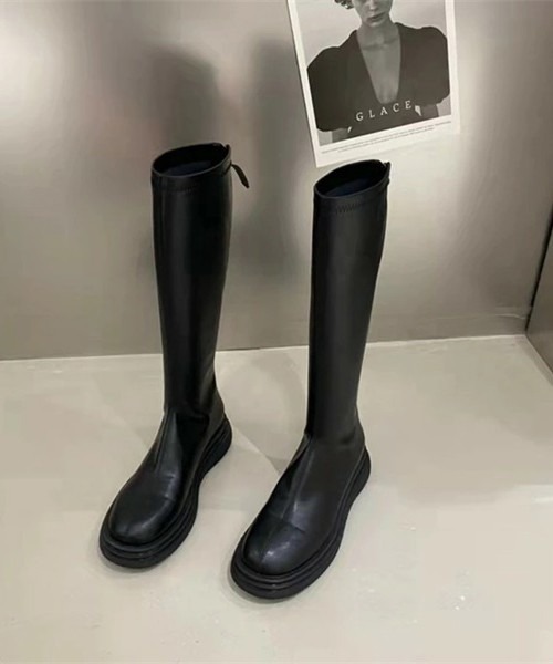 SUGAR BISKET（シュガービスケット）の「フェイクレザーロングブーツ（ブーツ・レディース・ホワイト/ブラック/キャメル/スミクロ・38/39/35/36/37/40）」の12枚目の写真