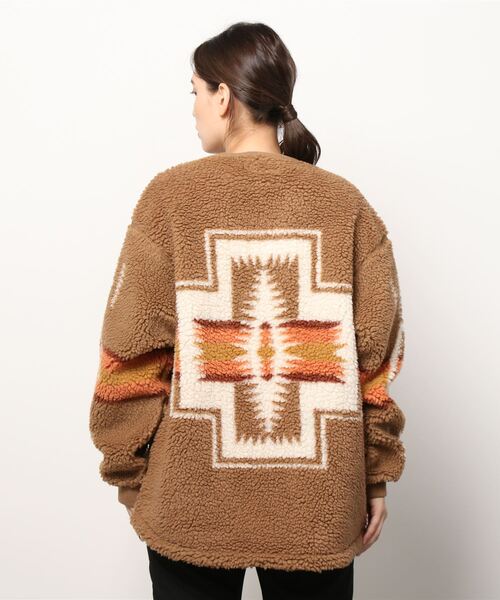 PENDLETON（ペンドルトン）の「[PENDLETON/ペンドルトン] ネイティブ柄 ボアフリースジップカーディガン（ブルゾン・レディース・アイボリー/ブラック/キャメル・F）」の13枚目の写真