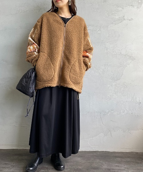 PENDLETON（ペンドルトン）の「[PENDLETON/ペンドルトン] ネイティブ柄 ボアフリースジップカーディガン（ブルゾン・レディース・アイボリー/ブラック/キャメル・F）」の17枚目の写真