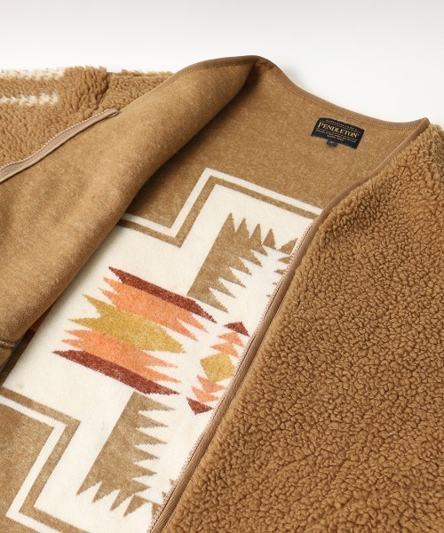 PENDLETON（ペンドルトン）の「[PENDLETON/ペンドルトン] ネイティブ柄 ボアフリースジップカーディガン（ブルゾン・レディース・アイボリー/ブラック/キャメル・F）」の18枚目の写真