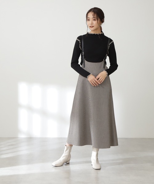 N.（N. Natural Beauty Basic）（エヌエヌナチュラルビューティーベーシック）の「◆メロウリブニット（ニット/セーター・レディース・オフホワイト/ブラック/サーモンピンク・MEDIUM）」の8枚目の写真