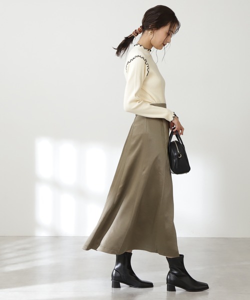 N.（N. Natural Beauty Basic）（エヌエヌナチュラルビューティーベーシック）の「◆メロウリブニット（ニット/セーター・レディース・オフホワイト/ブラック/サーモンピンク・MEDIUM）」の6枚目の写真