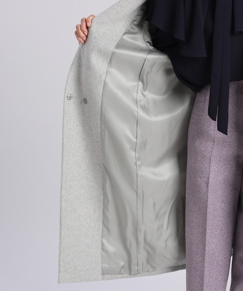 INED CLARO(イネドクラロ)の「【WEB限定】super110'sカラーレスコート 通勤 ノーカラー(ノーカラーコート・レディース・ライトホワイト/ネイビー・11号/9号/7号)」の6枚目の写真