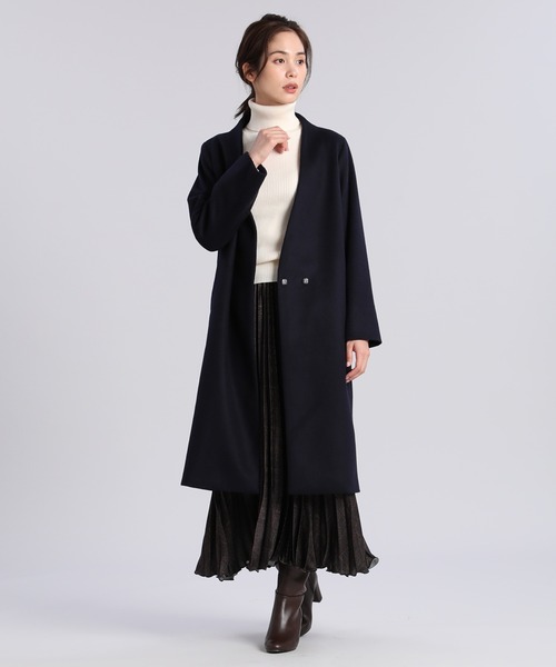 INED CLARO(イネドクラロ)の「【WEB限定】super110'sカラーレスコート 通勤 ノーカラー(ノーカラーコート・レディース・ライトホワイト/ネイビー・11号/9号/7号)」の15枚目の写真