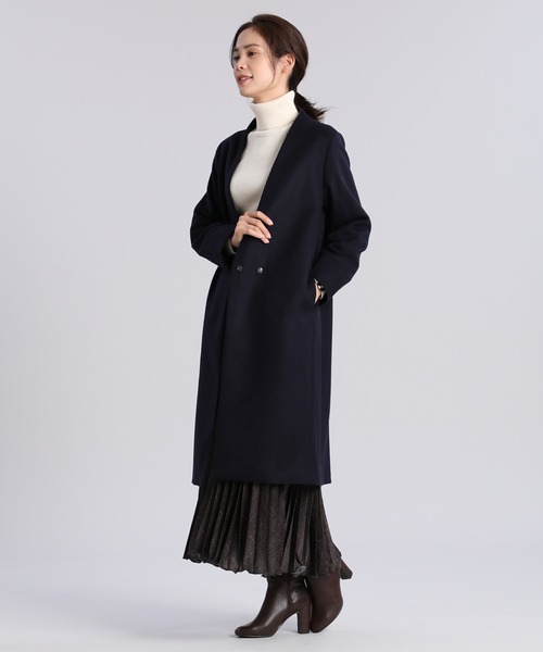 INED CLARO(イネドクラロ)の「【WEB限定】super110'sカラーレスコート 通勤 ノーカラー(ノーカラーコート・レディース・ライトホワイト/ネイビー・11号/9号/7号)」の16枚目の写真