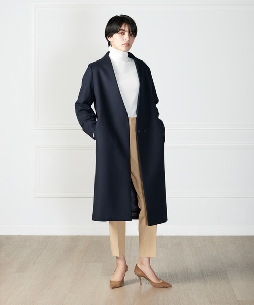 INED CLARO(イネドクラロ)の「【WEB限定】super110'sカラーレスコート 通勤 ノーカラー(ノーカラーコート・レディース・ライトホワイト/ネイビー・11号/9号/7号)」の22枚目の写真