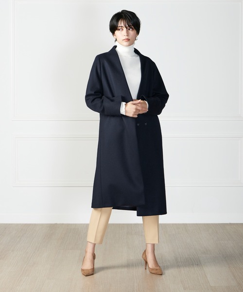 INED CLARO(イネドクラロ)の「【WEB限定】super110'sカラーレスコート 通勤 ノーカラー(ノーカラーコート・レディース・ライトホワイト/ネイビー・11号/9号/7号)」の20枚目の写真