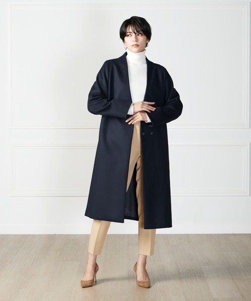 INED CLARO(イネドクラロ)の「【WEB限定】super110'sカラーレスコート 通勤 ノーカラー(ノーカラーコート・レディース・ライトホワイト/ネイビー・11号/9号/7号)」の18枚目の写真