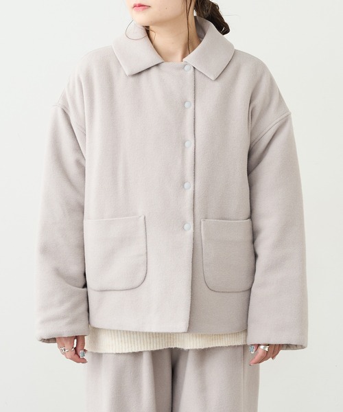 PUAL CE CIN(ピュアルセシン)の「ウール混ライトモッサリバーシブルキルトジャケット(その他アウター・レディース・チャコールグレー/ベージュ/ライトベージュ・FREE)」の11枚目の写真