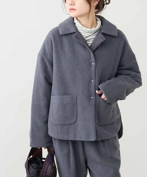 PUAL CE CIN(ピュアルセシン)の「ウール混ライトモッサリバーシブルキルトジャケット(その他アウター・レディース・チャコールグレー/ベージュ/ライトベージュ・FREE)」の21枚目の写真