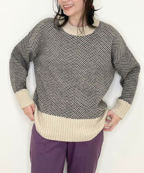 SHOO・LA・RUE（シューラルー）の「◆ざっくりもちもち柄ニット（ニット/セーター・レディース・アイボリー系1/ブラウン系その他3/アイボリー系3/キャメル・00）」の3枚目の写真