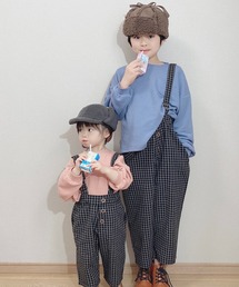 /WEB限定 チェック柄ハイウエストサロペット