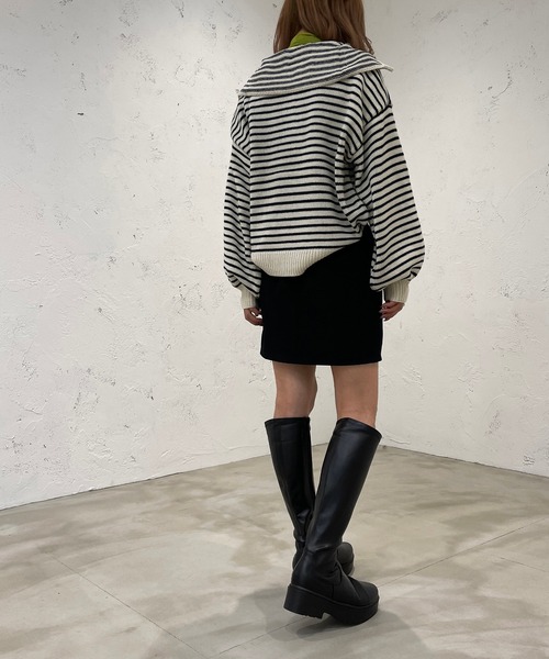 apres jour mignon（アプレジュールミニョン）の「ハーフジップボーダーニット【ZOZOTOWN限定アイテム】（ニット/セーター・レディース・ブラック/イエロー/アイボリー・X-LARGE/フリー）」の10枚目の写真