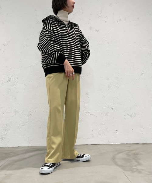 apres jour mignon（アプレジュールミニョン）の「ハーフジップボーダーニット【ZOZOTOWN限定アイテム】（ニット/セーター・レディース・ブラック/イエロー/アイボリー・X-LARGE/フリー）」の16枚目の写真