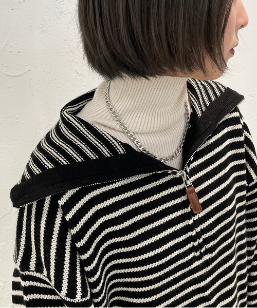 apres jour mignon（アプレジュールミニョン）の「ハーフジップボーダーニット【ZOZOTOWN限定アイテム】（ニット/セーター・レディース・ブラック/イエロー/アイボリー・X-LARGE/フリー）」の19枚目の写真