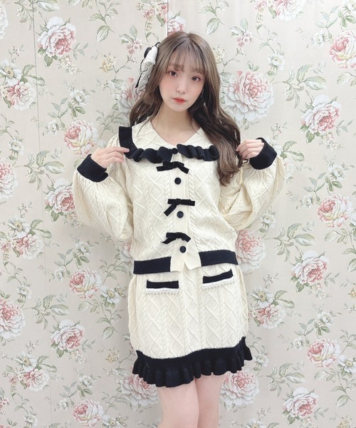 Swankiss（スワンキス）の「WS bycolor cabele knitup（ワンピース・レディース・ホワイト/ラベンダー/ブラック・FREE）」の2枚目の写真