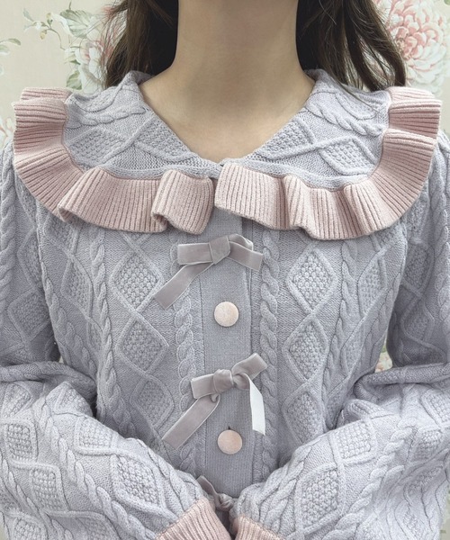 Swankiss（スワンキス）の「WS bycolor cabele knitup（ワンピース・レディース・ホワイト/ラベンダー/ブラック・FREE）」の16枚目の写真