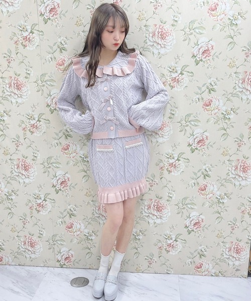 Swankiss（スワンキス）の「WS bycolor cabele knitup（ワンピース・レディース・ホワイト/ラベンダー/ブラック・FREE）」の4枚目の写真