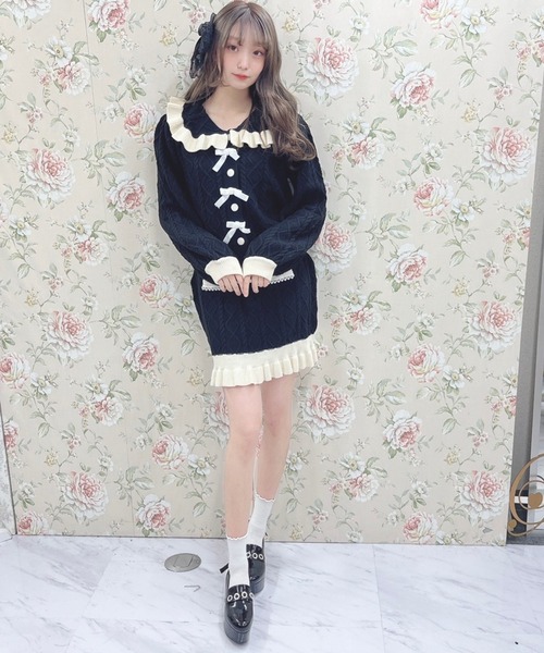 Swankiss（スワンキス）の「WS bycolor cabele knitup（ワンピース・レディース・ホワイト/ラベンダー/ブラック・FREE）」の22枚目の写真