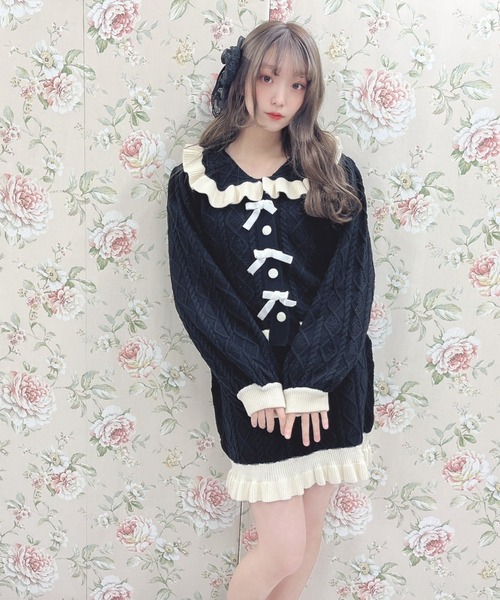 Swankiss（スワンキス）の「WS bycolor cabele knitup（ワンピース・レディース・ホワイト/ラベンダー/ブラック・FREE）」の9枚目の写真