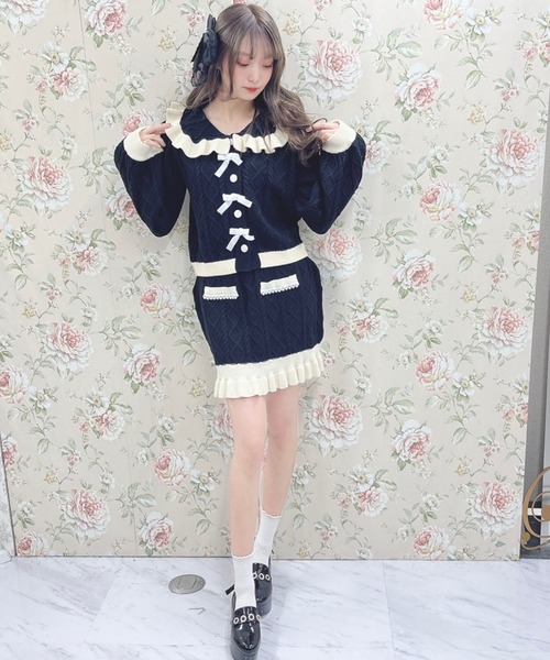 Swankiss（スワンキス）の「WS bycolor cabele knitup（ワンピース・レディース・ホワイト/ラベンダー/ブラック・FREE）」の14枚目の写真