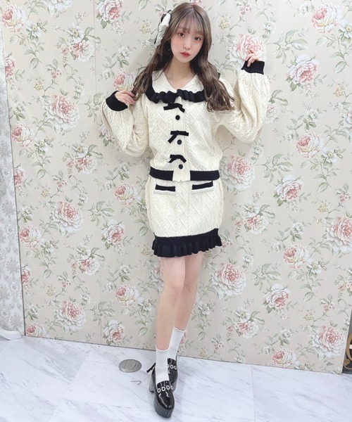 Swankiss（スワンキス）の「WS bycolor cabele knitup（ワンピース・レディース・ホワイト/ラベンダー/ブラック・FREE）」の12枚目の写真