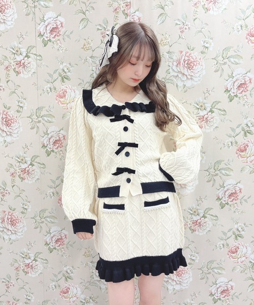 Swankiss（スワンキス）の「WS bycolor cabele knitup（ワンピース・レディース・ホワイト/ラベンダー/ブラック・FREE）」の5枚目の写真