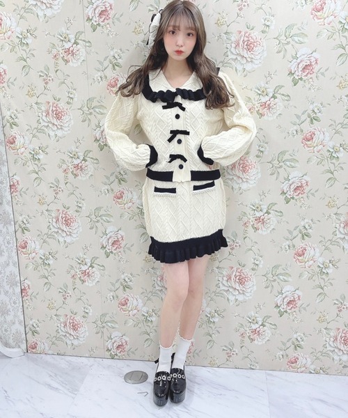 Swankiss（スワンキス）の「WS bycolor cabele knitup（ワンピース・レディース・ホワイト/ラベンダー/ブラック・FREE）」の13枚目の写真