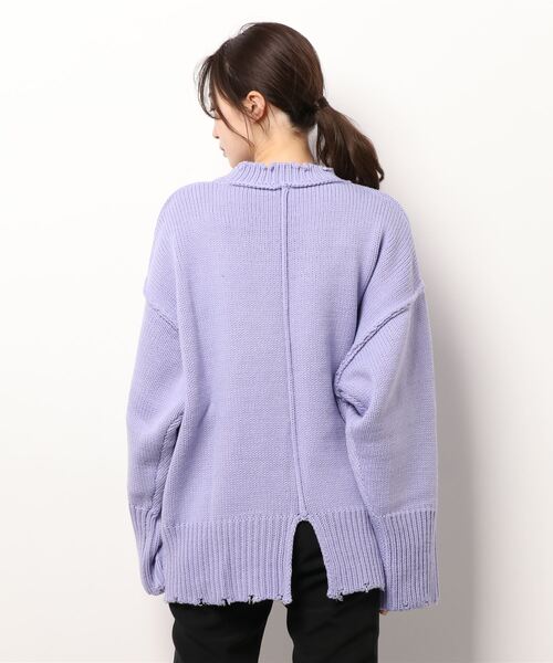 KOBE LETTUCE（コウベレタス）の「ダメージニットプルオーバー（ニット/セーター・レディース・オフホワイト/ラベンダー/ネイビー系・FREE）」の5枚目の写真