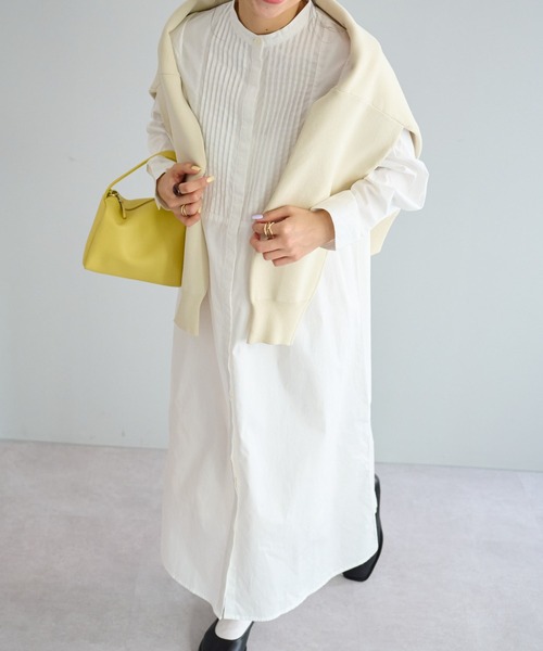 DISCOAT(ディスコート)の「【WEB限定】ピンタック肩タックワンピース(シャツワンピース・レディース・ホワイト/ブラック・FREE)」の2枚目の写真