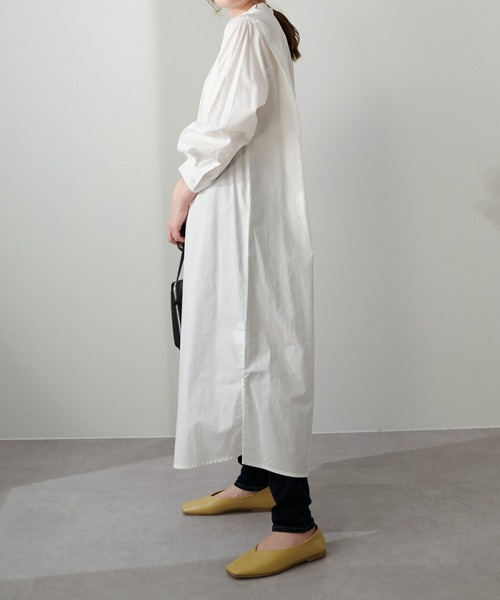 DISCOAT(ディスコート)の「【WEB限定】ピンタック肩タックワンピース(シャツワンピース・レディース・ホワイト/ブラック・FREE)」の5枚目の写真