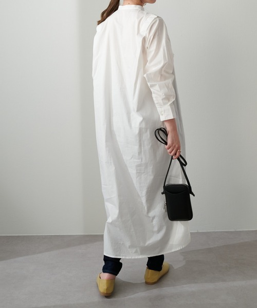 DISCOAT(ディスコート)の「【WEB限定】ピンタック肩タックワンピース(シャツワンピース・レディース・ホワイト/ブラック・FREE)」の6枚目の写真