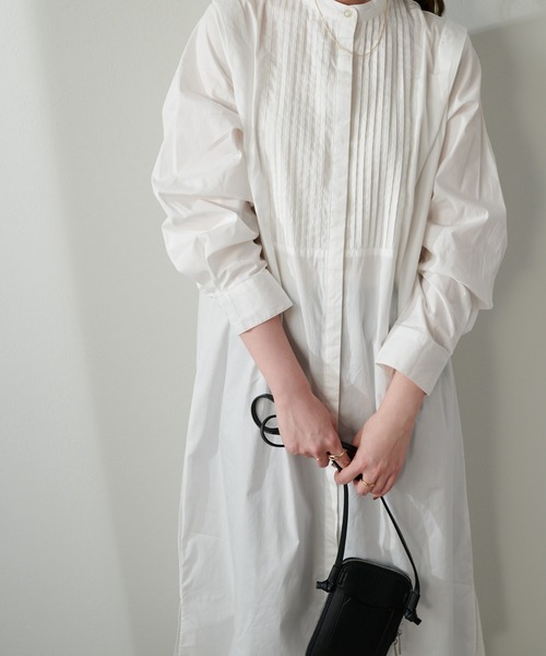 DISCOAT(ディスコート)の「【WEB限定】ピンタック肩タックワンピース(シャツワンピース・レディース・ホワイト/ブラック・FREE)」の8枚目の写真