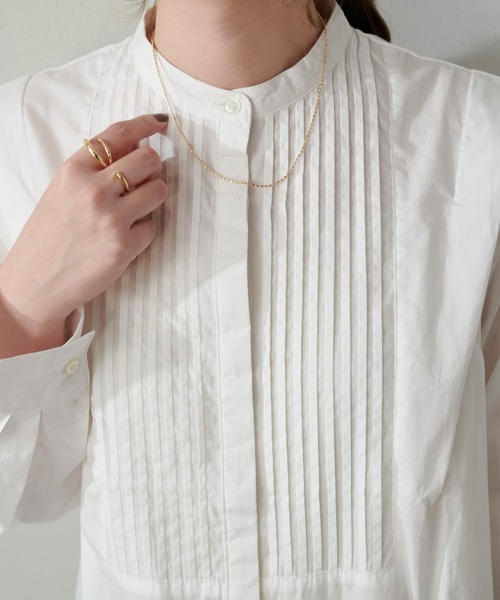 DISCOAT(ディスコート)の「【WEB限定】ピンタック肩タックワンピース(シャツワンピース・レディース・ホワイト/ブラック・FREE)」の10枚目の写真