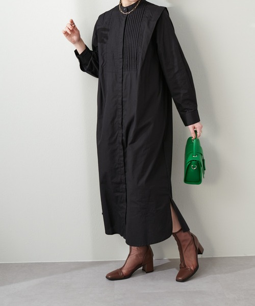 DISCOAT(ディスコート)の「【WEB限定】ピンタック肩タックワンピース(シャツワンピース・レディース・ホワイト/ブラック・FREE)」の20枚目の写真