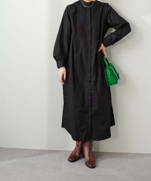 DISCOAT(ディスコート)の「【WEB限定】ピンタック肩タックワンピース(シャツワンピース・レディース・ホワイト/ブラック・FREE)」の22枚目の写真