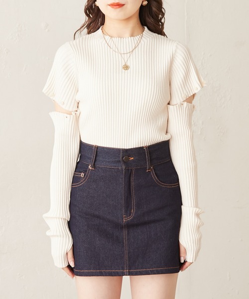 Chico（チコ）の「【新色追加】袖ボタン取り外しリブニット（ニット/セーター・レディース・ピンク/アイボリー/ホワイト系その他2/ピンク系その他2/ブラック/グレー・FREE）」の13枚目の写真