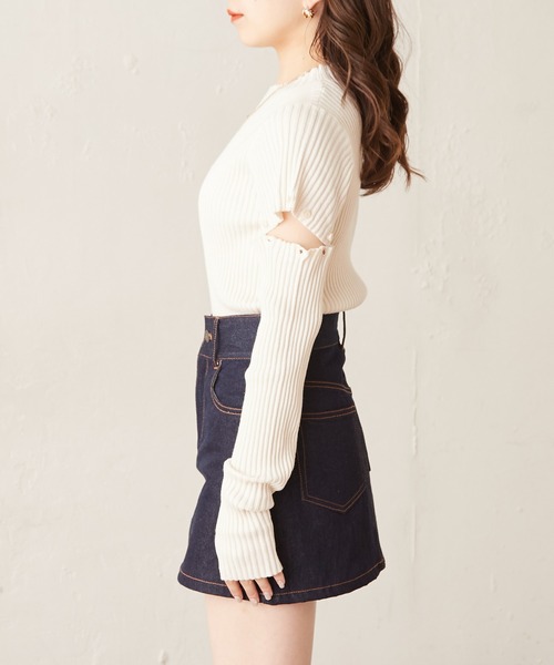 Chico（チコ）の「【新色追加】袖ボタン取り外しリブニット（ニット/セーター・レディース・ピンク/アイボリー/ホワイト系その他2/ピンク系その他2/ブラック/グレー・FREE）」の14枚目の写真