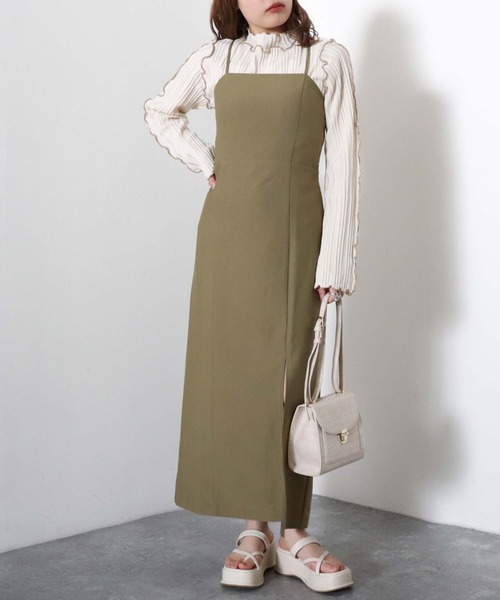 archives(アルシーヴ)の「スリットキャミワンピース(ワンピース・レディース・ブラック/アイボリー/グリーン系その他/モカ・MEDIUM/SMALL)」の5枚目の写真