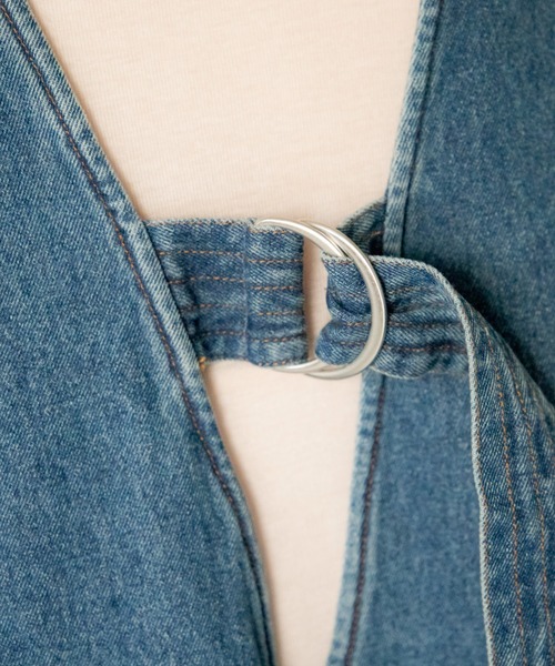 ANGIE（アンジー）の「Vネックデニムジャンスカ（ジャンパースカート・レディース・ブラック/オフホワイト/ブルー・FREE）」の10枚目の写真