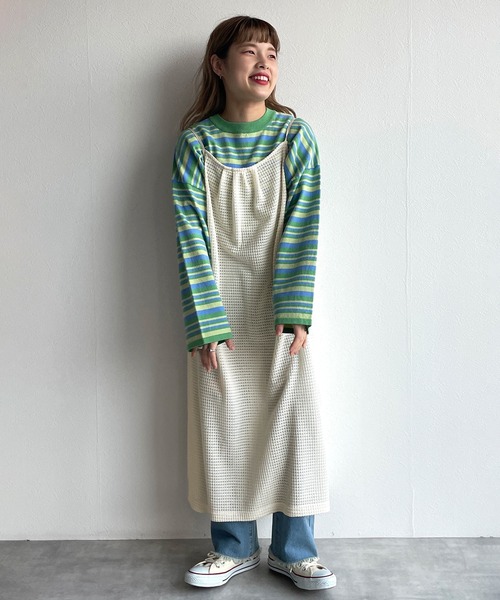 w closet（ダブルクローゼット）の「【SETUP対応】後ろリボンキャミワンピース（ワンピース・レディース・キナリ/ライム/ブルー・FREE）」の4枚目の写真