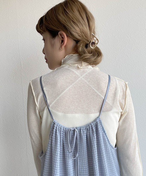 w closet（ダブルクローゼット）の「【SETUP対応】後ろリボンキャミワンピース（ワンピース・レディース・キナリ/ライム/ブルー・FREE）」の21枚目の写真