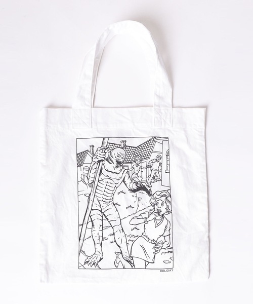 HOLIDAY（ホリデイ）の「COTTON TOTE BAG コットントートバッグ（トートバッグ・レディース・ホワイト/レッド/ピンク/ブルー・ONE SIZE）」の2枚目の写真