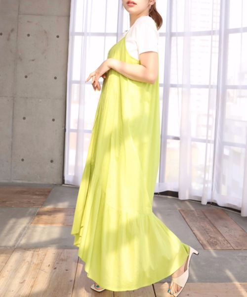 moment+（モーメントプラス）の「インド綿100％コットンボイル ピンタックキャミワンピース（裏地付き）（ワンピース・レディース・ブラック/レッド/ブルー/イエロー×グリーン・FREE）」の12枚目の写真