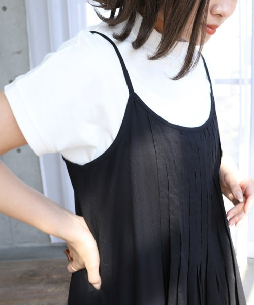 moment+（モーメントプラス）の「インド綿100％コットンボイル ピンタックキャミワンピース（裏地付き）（ワンピース・レディース・ブラック/レッド/ブルー/イエロー×グリーン・FREE）」の20枚目の写真