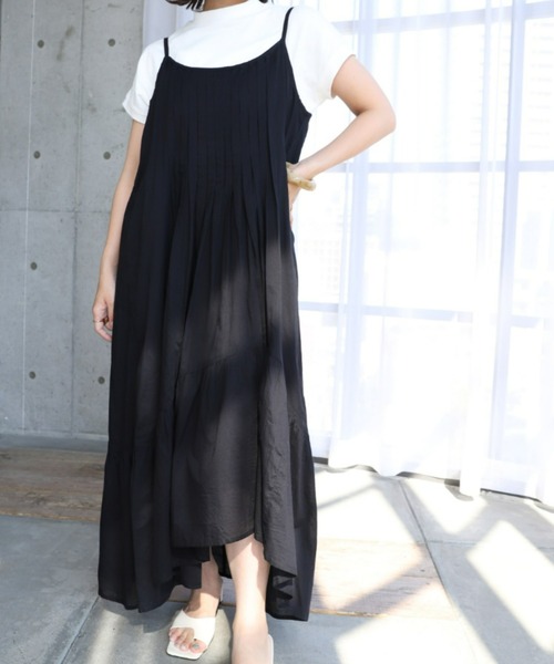 moment+（モーメントプラス）の「インド綿100％コットンボイル ピンタックキャミワンピース（裏地付き）（ワンピース・レディース・ブラック/レッド/ブルー/イエロー×グリーン・FREE）」の21枚目の写真